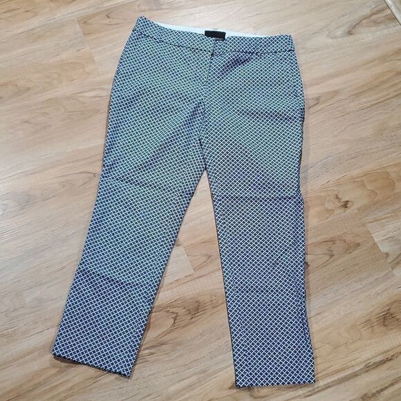 🔹️Anthropologie Cynthia Rowley Blue & White Print Ankle Crop Pants Size 6/28 - Picture 2 of 7